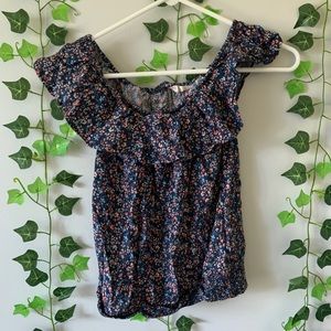 off the shoulder flower shirt